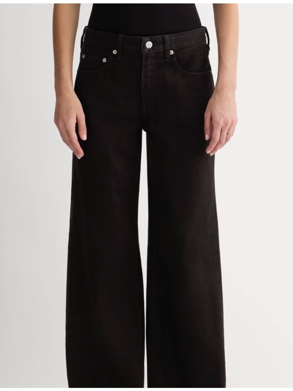 Everlane The Mid-Way wide leg Jean Black Size 27 Raw hem organic cotton